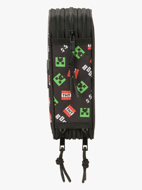 Minecraft Gefülltes Dreifach-Federmäppchen 37 Teile, Schwarz