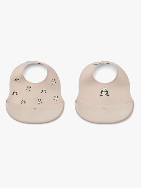 LIEWOOD Ember Gemusterte Lätzchen 2er-Pack, Panda/Sandy