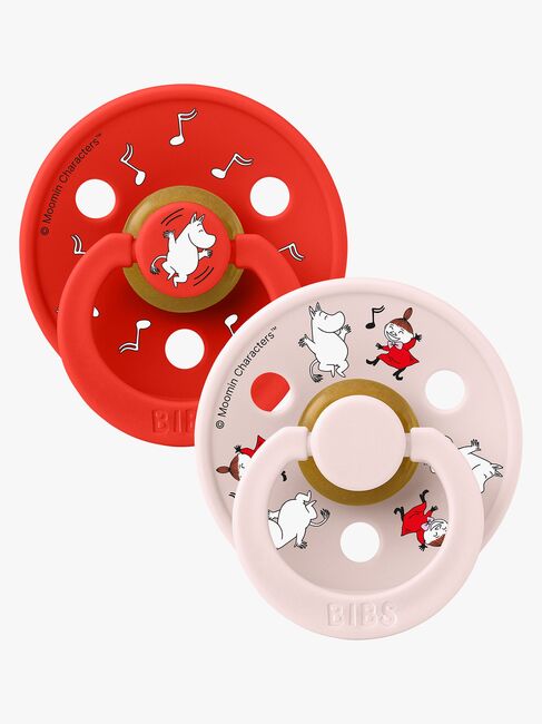 BIBS x Moomin Colour Dancing Schnuller 2er-Pack Latex Größe 2, Candy Apple