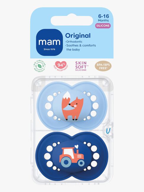 MAM Orginal Schnuller Silikon 2er-Pack 6-16m, Blau