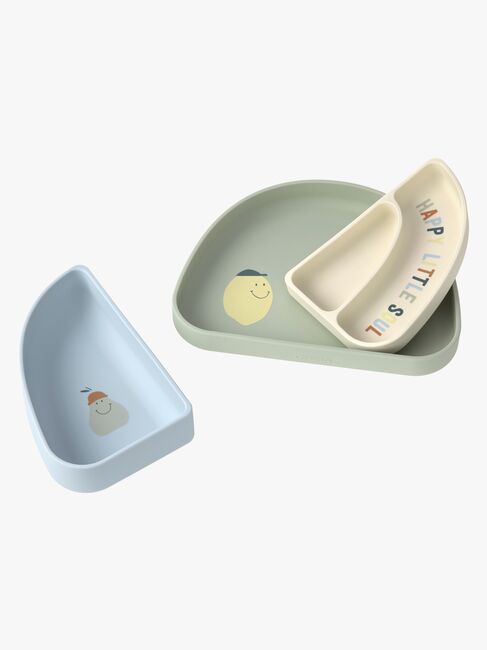 Lässig Teller Silikon 3er-Pack, Happy Fruits Lemon