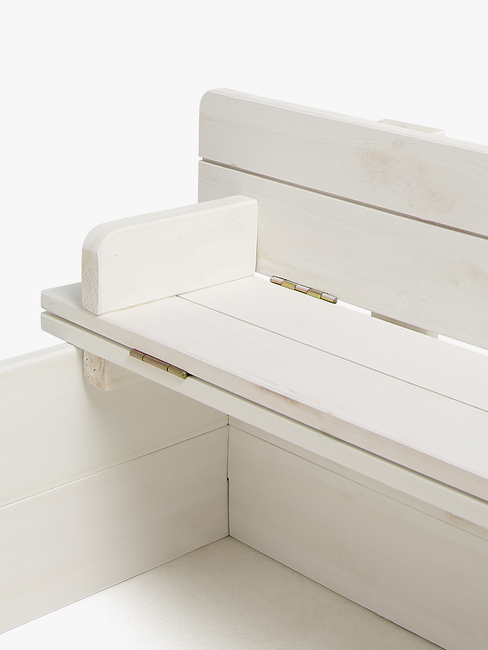 Woodlii Sandkasten mit Deckel & Bank, Weiß