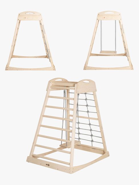 Roba Montessori Indoor Spielturm mit Schaukel, Natural/Grey