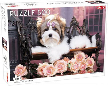 Tactic Puzzle Yorkshire Terrier with Roses 500 Teile