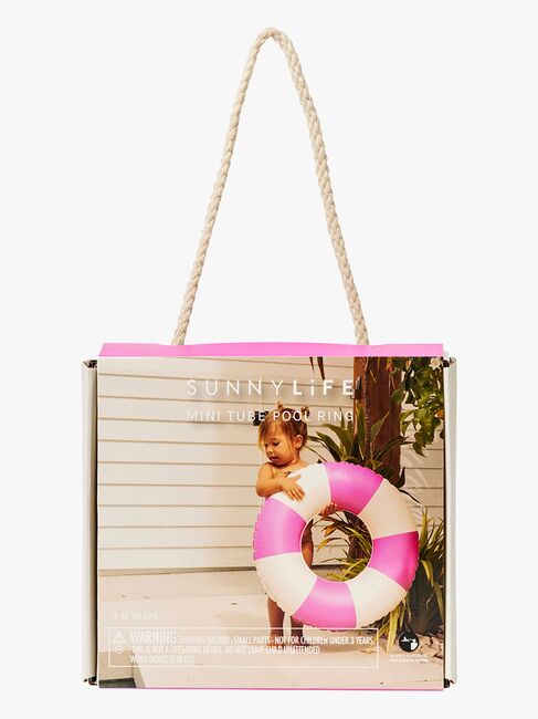 SUNNYLiFE Mini Schwimmring, Pool Party Magenta Stripe