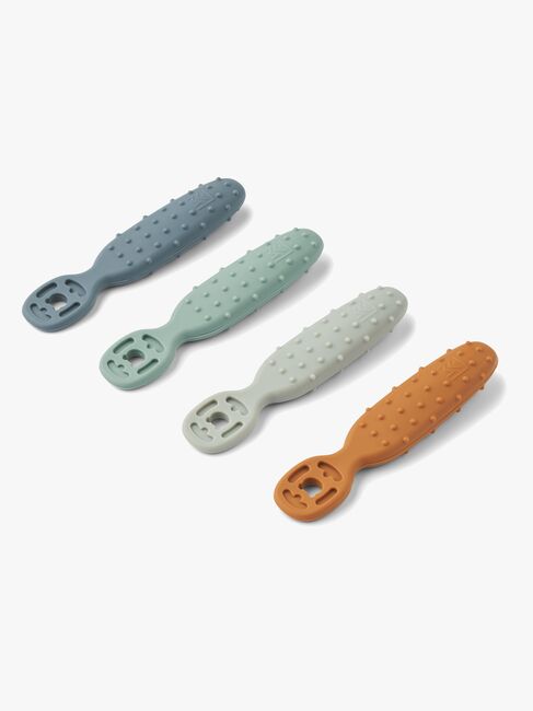 LIEWOOD Caelia Anfänger-Löffel 4er-Pack, Whale Blue Multi Mix