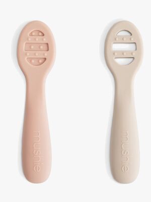 Mushie Anfänger-Löffel 2er-Pack, Blush/Shifting Sand