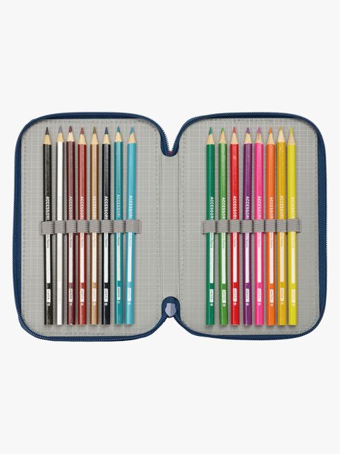 Marvel Spider-Man Gefülltes Dreifach-Federmäppchen 37 Teile, Blau