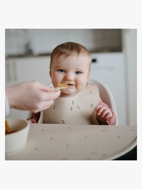 Mushie Lätzchen Silikon Bees, Beige