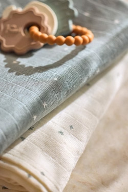 Jollein Waschlappen Twinkling Musselin 3er-Pack, Sea Green