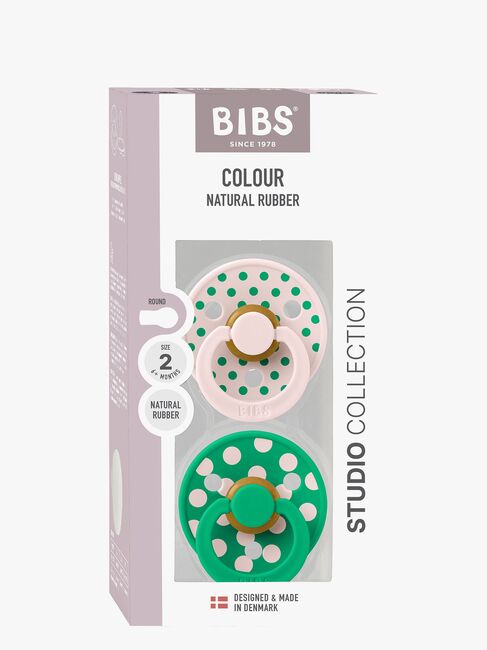 BIBS Studio Colour Polka Schnuller 2er-Pack Latex Größe 2, Petal/Cactus