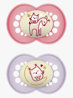 MAM Original Night Silikon Schnuller 2er-Pack 16-36m, Rosa