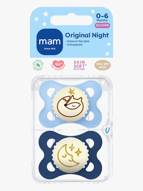 MAM Orginal Night Schnuller Silikon 2er-Pack 0-6m, Blau