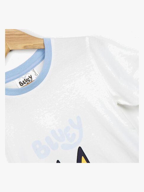 Bluey Pyjama, Weiß/Blau