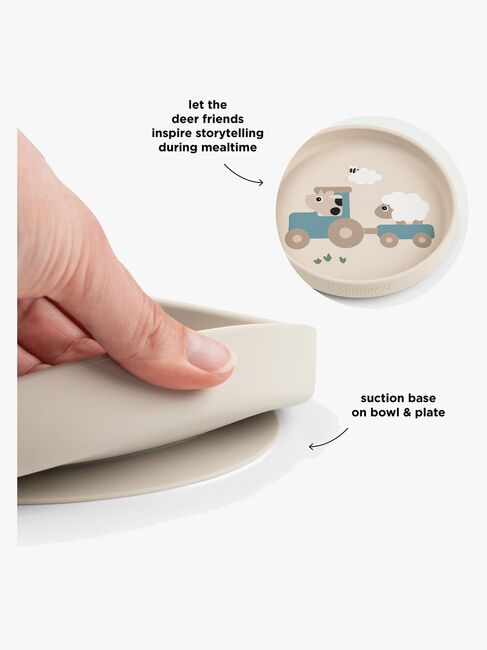 Done By Deer Tiny Farm Silikon Geschirr-Set Stick & Stay, Sand