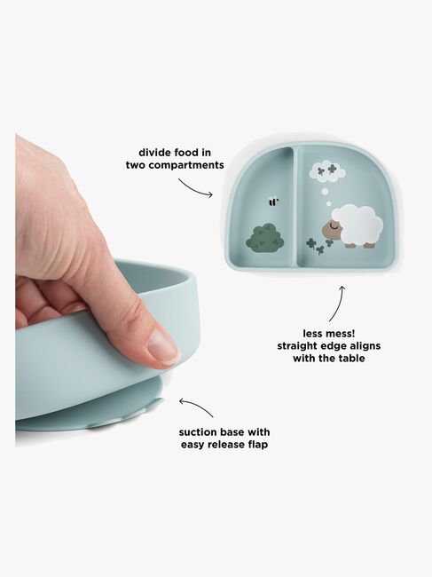 Done By Deer Tiny Farm Unterteilter Teller Stick & Stay, Blue