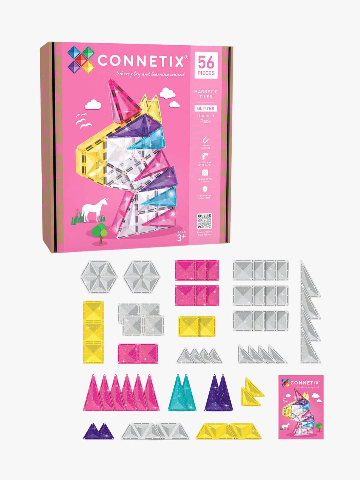 Connetix Magnetische Bauteile Glitzer Einhorn 56 Teile