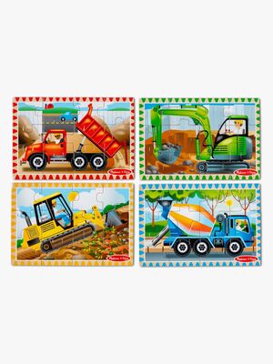 Melissa & Doug Puzzles Baustellenfahrzeuge 4-in-1, 12 Teile