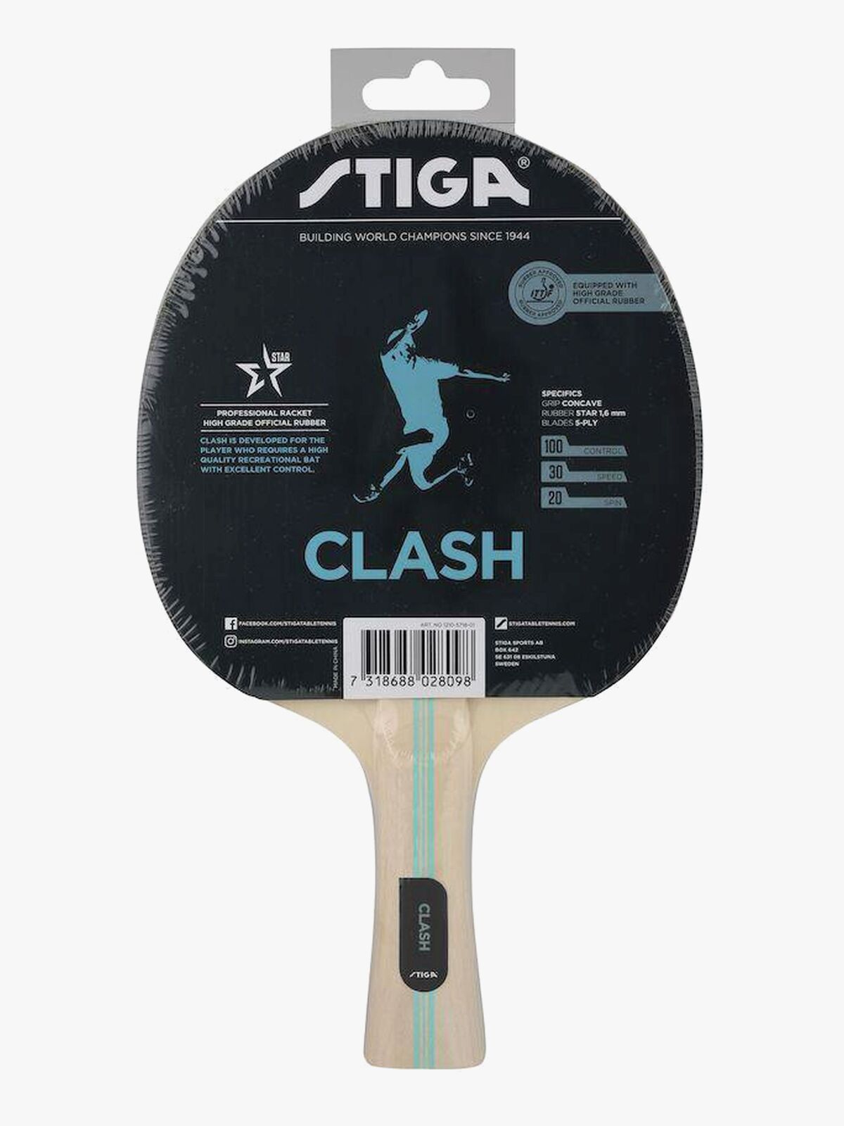 STIGA Bat Clash Hobby Tischtennisschläger, Blue