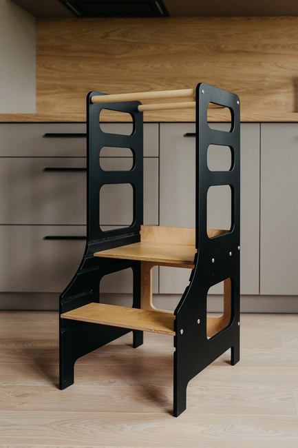 Duck Woodworks Verstellbarer Lernturm, Schwarz