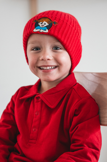 Geggamoja Gestrickte Mütze Pippi Langstrumpf, Rot