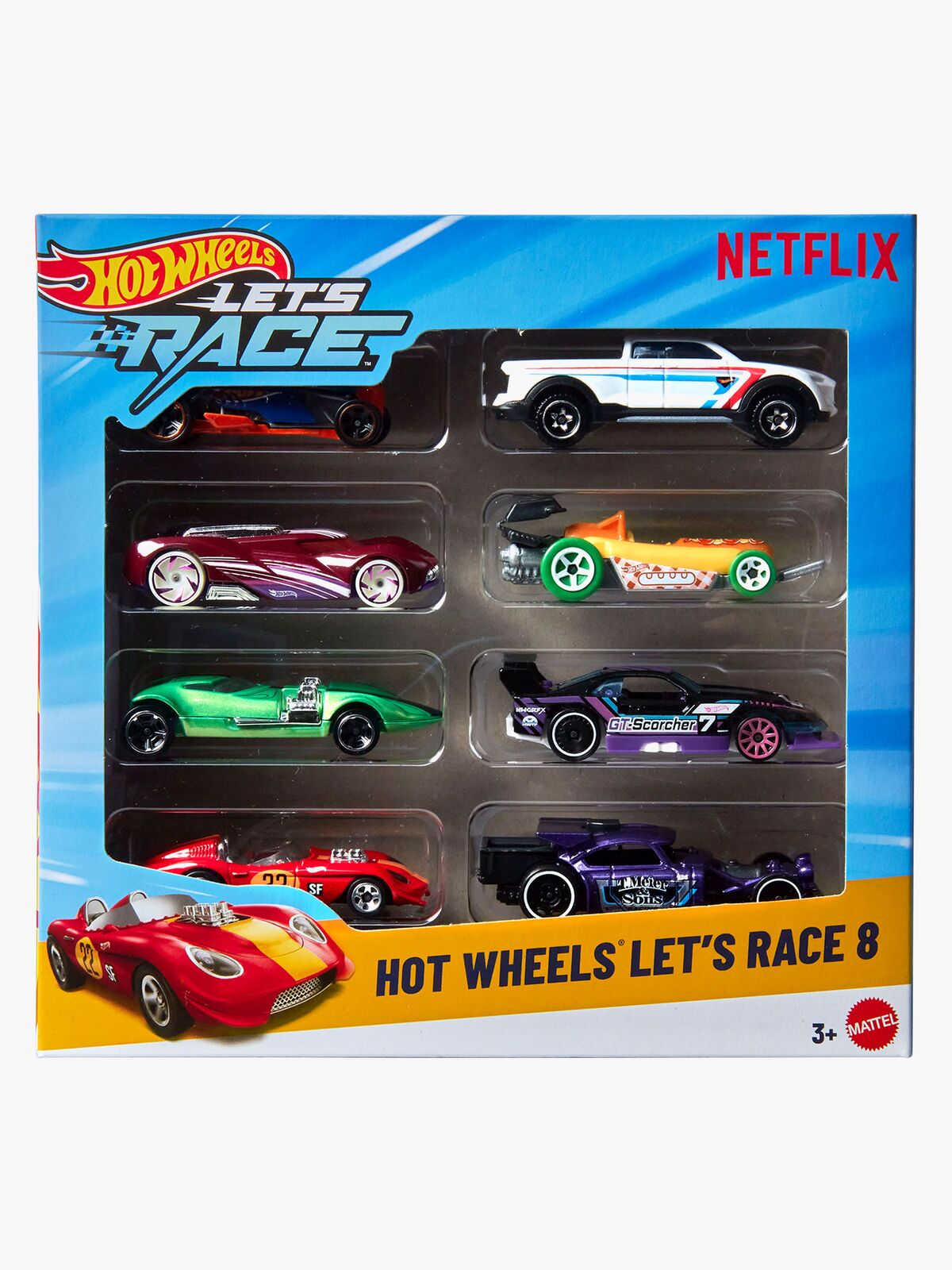 Hot Wheels Netflix Let's Race Autos 1:64 8er-Pack