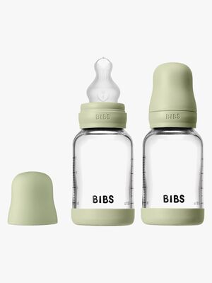 BIBS Slow Flow Glas Fläschchen Silikon 2er-Pack 120 ml, Sage