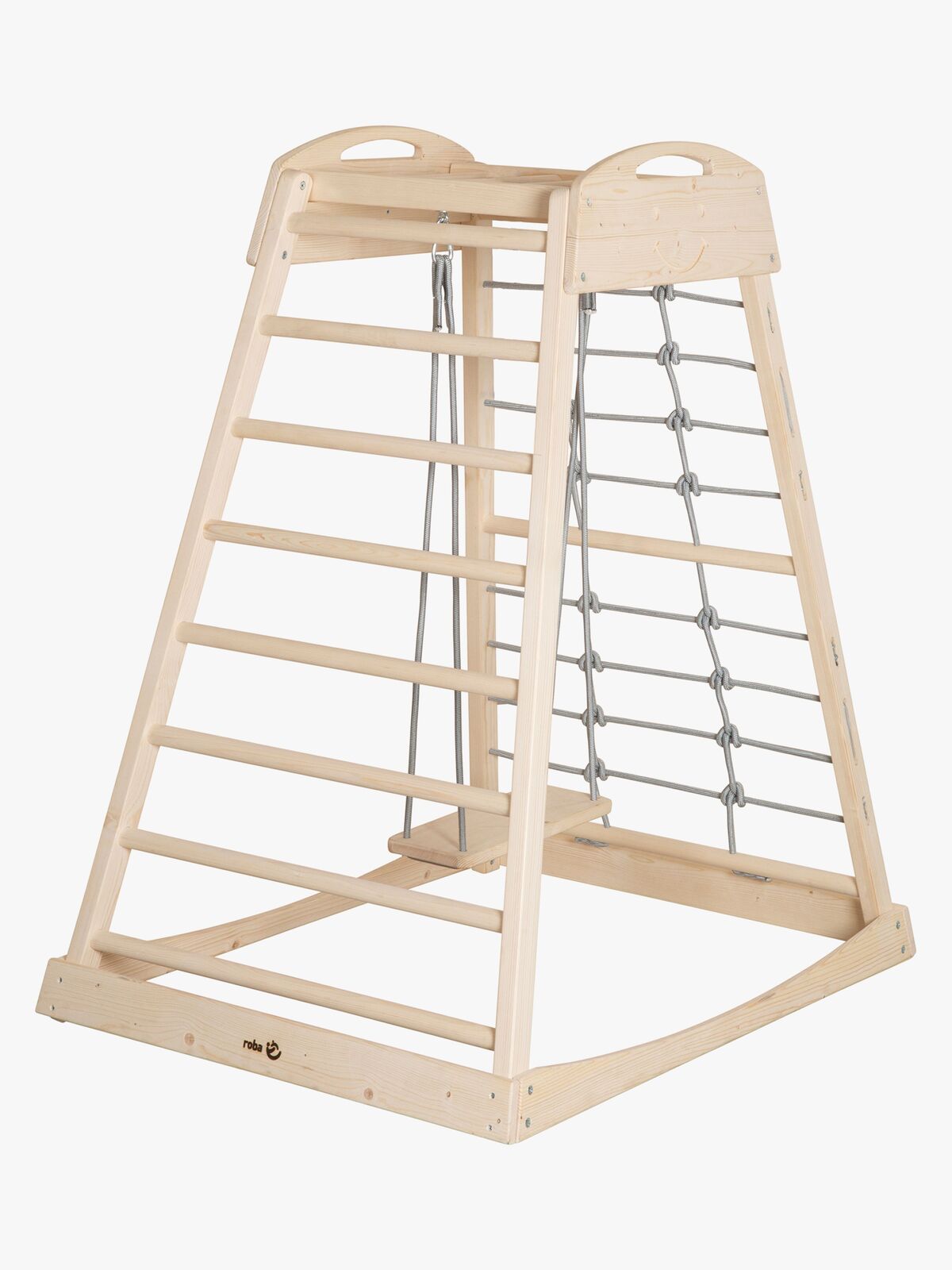 Roba Montessori Indoor Spielturm mit Schaukel, Natural/Grey