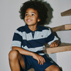 Hummel JR Loose Striped Polohemd, Dress Blue