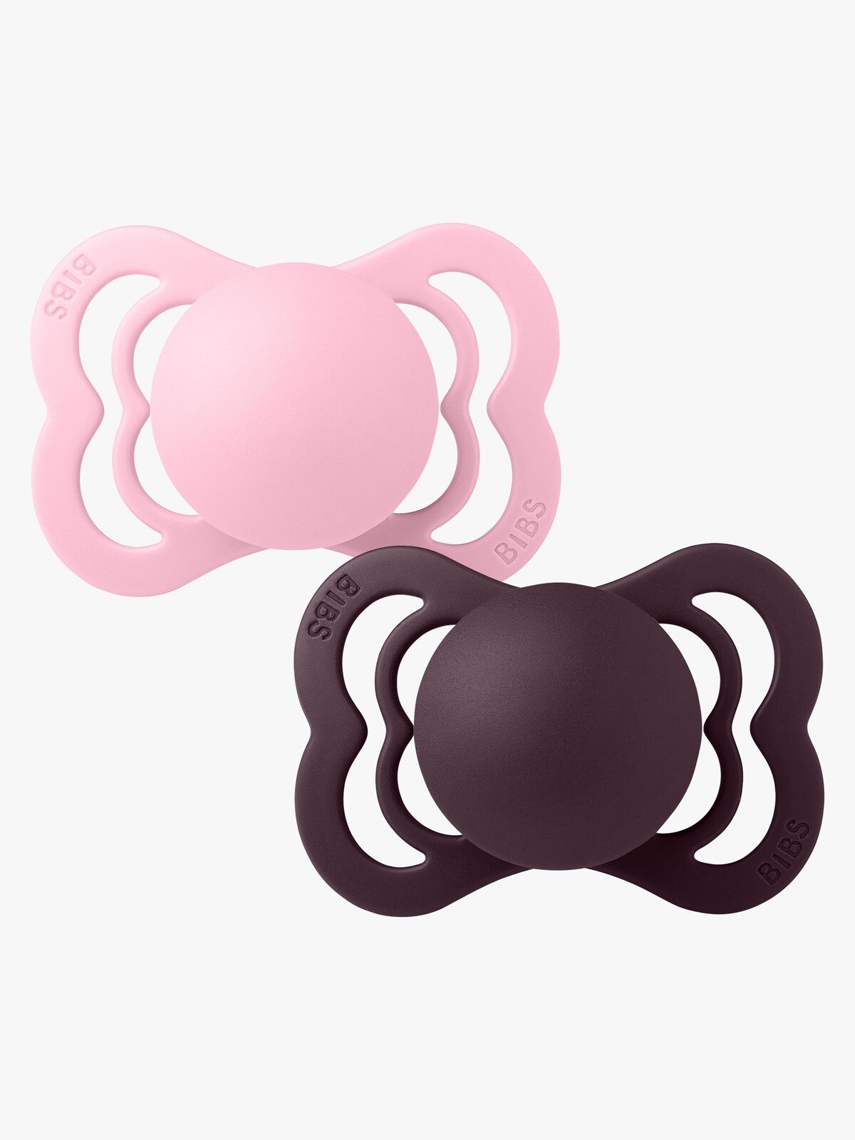 BIBS Supreme Schnuller 2er-Pack Silikon Gr. 1 Symmetrisch, Baby Pink/Plum