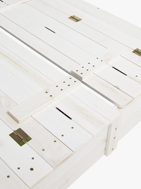 Woodlii Sandkasten mit Deckel & Bank, Weiß