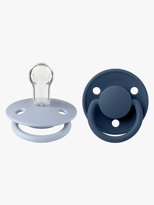 BIBS De Lux Schnuller 2er-Pack Silikon One Size Rund, Dusty Blue/Steel Blue