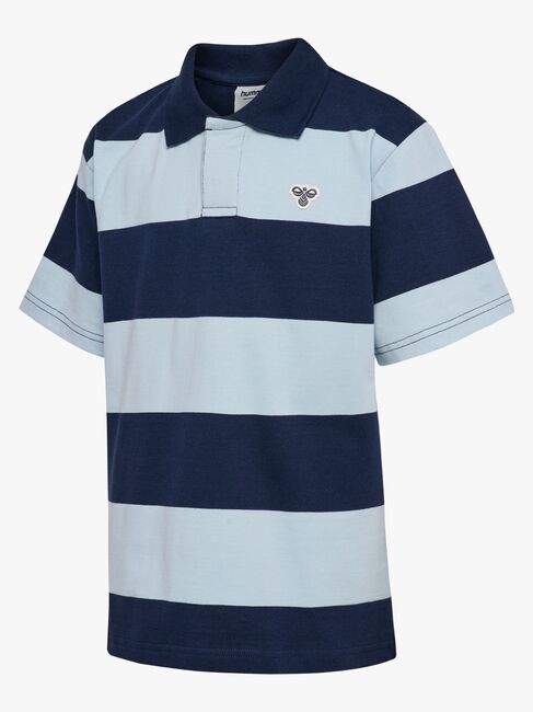 Hummel JR Loose Striped Polohemd, Dress Blue
