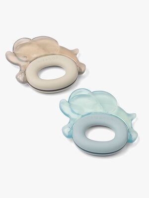 LIEWOOD Rita Elephant Beißring 2er-Pack, Sandy/Dove blue