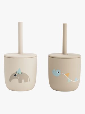 Done By Deer Celebration Trinkhalmbecher Silikon 2er-Pack, Sand