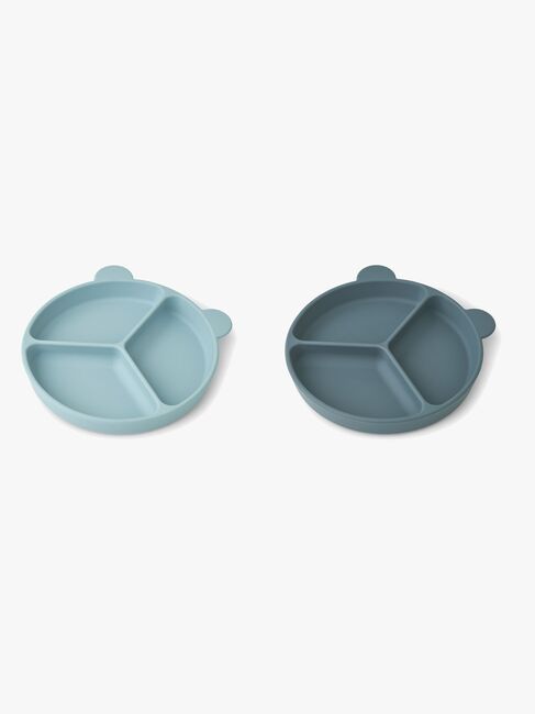 LIEWOOD Stacy Unterteilter Teller 2er-Pack, Sea Blue/Whale Blue