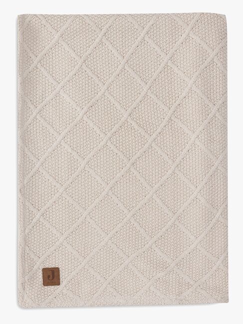Jollein Strick-Decke Karomuster mit Teddy-Fleece, Oatmeal