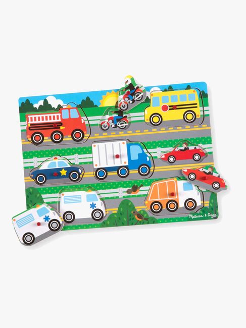 Melissa & Doug Knopfpuzzle aus Holz Fahrzeuge, 8 Teile