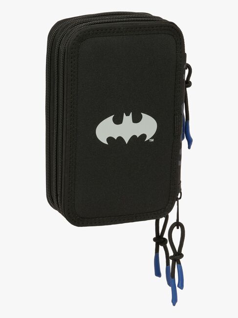 Batman Gefülltes Dreifach-Federmäppchen 37 Teile, Schwarz