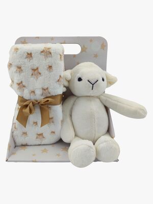 CarloBaby Lamm Fleecedecke und Kuscheltier, Weiß