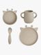 nuuroo Lykke Giraff Tellerset 4er-Pack Silikon, Cobblestone