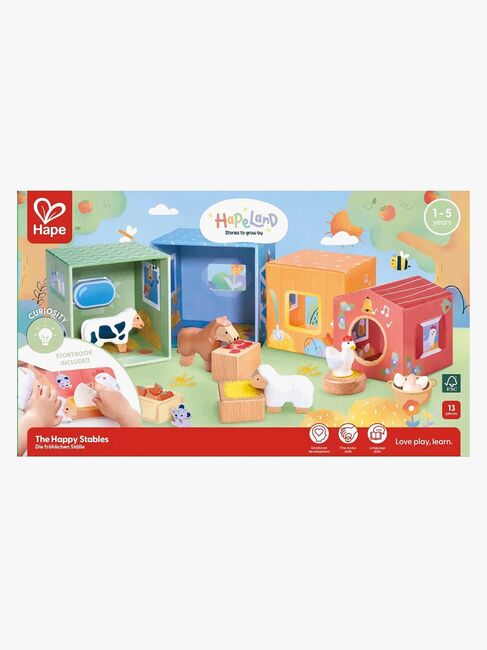 Hape Geschichtenbuch mit Spielset The Happy Stables