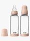 BIBS Medium Flow Glas Fläschchen Silikon 2er-Pack 240 ml, Blush