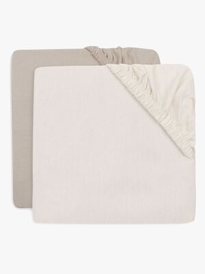 Jollein Spannbettlaken 2er-Pack 60x120, Oatmeal/Sand
