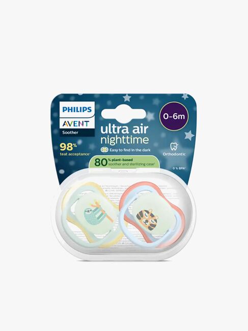 Philips Avent Ultra Air Schnuller Nacht 0–6m 2er-Pack, Blau/Hellgrün
