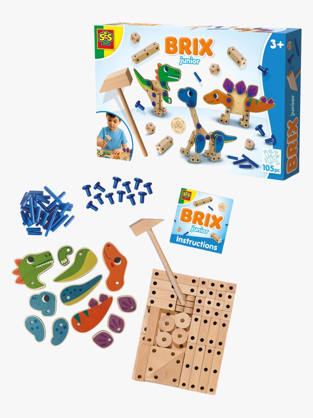 SES Creative Brix Junior Schreinerei-Set Dinosaurier