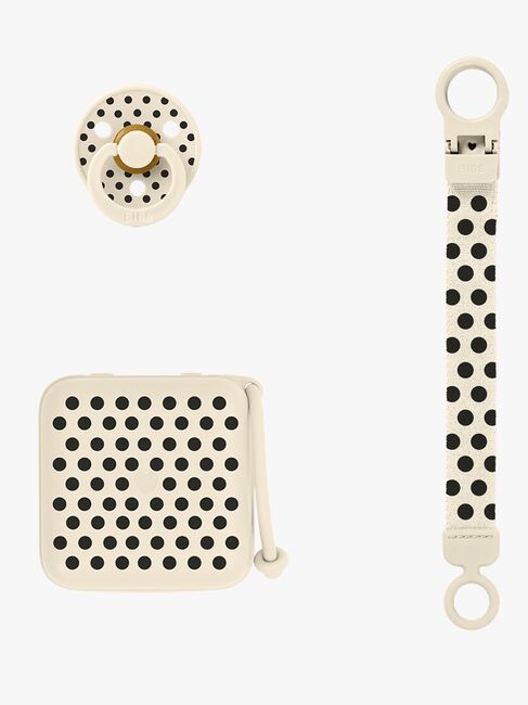 BIBS Polka Soothe & Go Geschenkset Latex Größe 2, Ivory Black