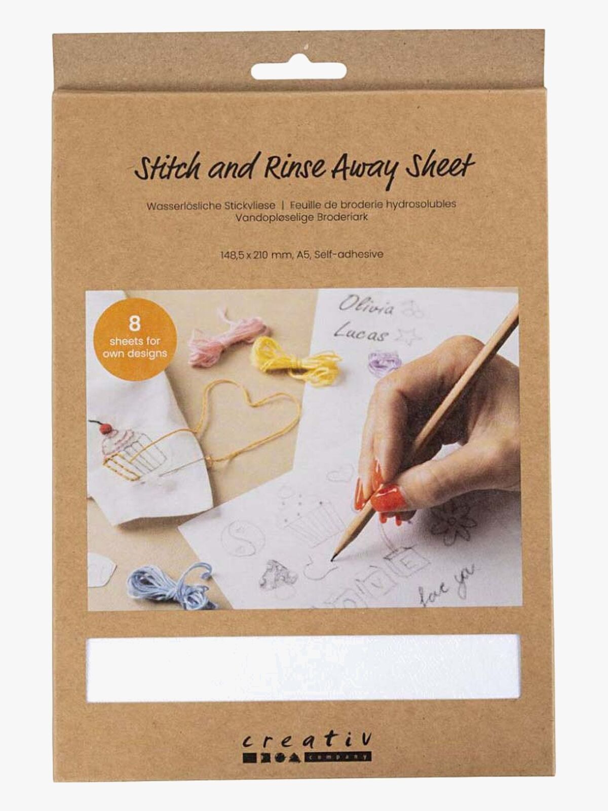 Creativ Company Wasserlöslich Stickereibogen A5 8 st