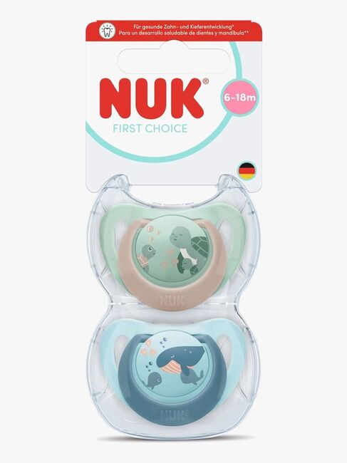NUK First Choice Classic Schnuller 2er-Pack Größe 2, Turtle/Whale