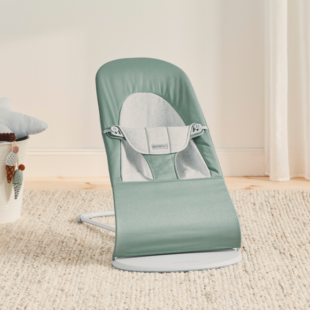 BabyBjörn Balance Soft Babywippe Gewebt Jersey-Stoff, Grün/Grau